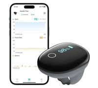 HealthTree O2Ring Pulse Oximeter with Bluetooth, Rechargeable Blood Oxygen Monitor Fingertip, Continuous SpO2 & Heart Rate Tracker with App Alert & Report, for Home, Sleep, Sports and Travel Use