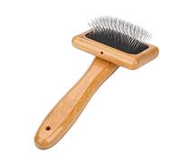 Healthy Bamboo Dog Hair Comb Eco-Friendly Pet Wooden Brush Massage Grooming Slicker Brush with Rounded Bristles(Uncharged)
