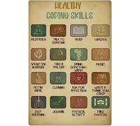 Healthy Coping Skills Metal Tin Signs Mental Health Guide Posters Psychology Education Retro Plaques Home Club Classroom Wall Decor 8x12 Inch
