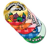 Healthy Eating Stickers, 150pcs on 5 A4 sheets, 32mm size. Teacher Stickers