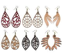 Healthy Floyds Chic Wooden Dangle Earrings - Lightweight & Stylish Drop Design, Fashion-Forward Wooden Drop Earrings - Elevate Your Style! Handcrafted Wooden Drop Earrings., M, Wood, No Gemstone
