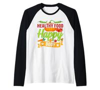 Healthy Food Happy Body Raglan Baseball Tee