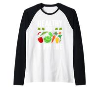 Healthy Food Happy Life Raglan Baseball Tee