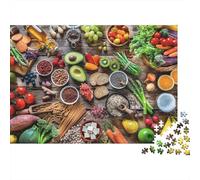 Healthy Food Ingredients 1000 Pieces Puzzles Colorful Fresh Produce Assortment Decoration Puzzle Decompression Jigsaw Gifts Challenging Puzzles Gifts for Men 70x50cm/1000pcs