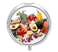 Healthy Food Pill Box Small Round Pill Case Portable Travel Pill Container Multi-Functional Moisture Proof Metal Medicine Pill Organizer Box for Vitamins Fish Oil