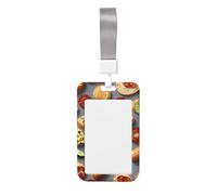 Healthy Food Print Badge Holder with Breakaway Lanyard,Work Name Tag Breakaway Lanyard Id Card Protector Case
