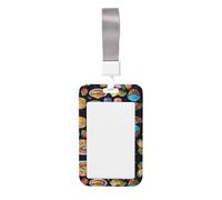 Healthy Food Print Badge Holder with Breakaway Lanyard,Work Name Tag Breakaway Lanyard Id Card Protector Case