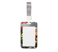 Healthy Food Print Detachable Neck Lanyardbadge Holder Card Name Protector Cover with Lanyard Strap