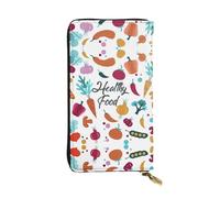 Healthy Food Print Leather Long Clutch Wallet â€“ Fashionable Personalized Wallet, Multiple Card Slots, Gift Ready, Black, One Size