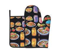 Healthy Food Print Oven Mitt & Pot Holder Set, A Must-Have For Kitchen Oven Microwave Grill