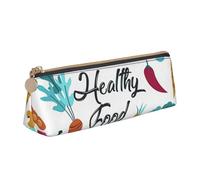 Healthy Food Print PVC Coin Purse Money Bag Makeup Case Pencil Pouch Zipper stationery case Women Men, White, One Size, Simple
