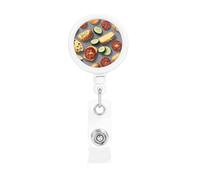 Healthy Food Print Retractable Badge Holder, Cute Nursing Badge Reel, Badge Clip Id Card Holders
