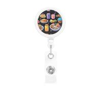 Healthy Food Print Retractable Badge Holder, Cute Nursing Badge Reel, Badge Clip Id Card Holders