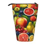 Healthy Food Print Telescopic Standing Pencil Bag/Stand Up Stationery Bag/Makeup Bag/Storage Case