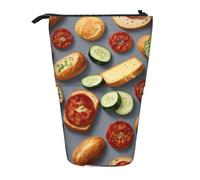 Healthy Food Print Telescopic Standing Pencil Bag/Stand Up Stationery Bag/Makeup Bag/Storage Case