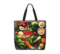 Healthy Food Print Tote Bag Large Women Casual Shoulder Bag Handbag For Outdoors Holiday Weekender Travel Gifts