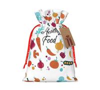 Healthy Food Printing 4.7x6.9 In Christmas Bag With Drawstring,Ideal For Adults To Wrap Gifts For Christmas Halloween