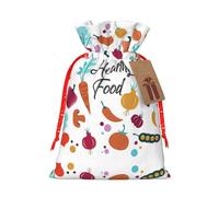 Healthy Food Printing Practical Christmas Bag With Drawstring,4.7x6.9 Inch For Christmas Halloween