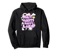 Healthy Habits Happy Life Positive Retro Message Pullover Hoodie