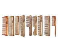 Healthy Ideas combo of 9 Neem Wood Combs (Glamour 9"+ Basic, Regular, Comfort, Glide & Magic 7.5"+ Traveller 6" + Care 5" & Mate 4") + Comb set for whole family. Detanglers + combs for pocket or