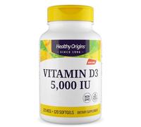 Healthy Origins High Strength Vitamin D3 5,000 UI Softgel Capsules - Immune Support, Optimal Absorption - Year-Round Wellness for Bone Health and Vitality