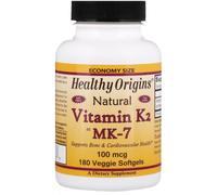 Healthy Origins, Vitamin K2 as MK-7, Natural, 100 mcg, 180 Veggie Softgels
