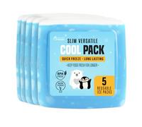 Healthy Packers 5-Pack Clear Ice Packs - Slim, Long-Lasting Freezer Packs for Lunch Box or Cooler Bag