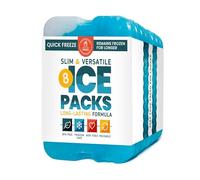 Healthy Packers Cool Pack, Slim Ice Pack for Lunch Box - Quick Freeze and Long-Lasting - Freezer Cold Packs for Cooler Bag and Lunch Boxes - Original Long-Lasting Formula - (8 Pack)