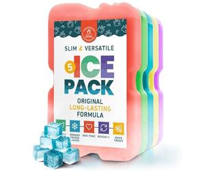 Healthy Packers Ice Pack for Lunch Box - Freezer Packs - Original Cool Pack (Set of 5) | Slim & Long-Lasting Ice Packs for Your Lunch or Cooler Bag (Combo)