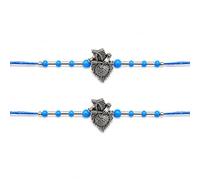 HEALTHY Q Handmade Rakhi Bracelet Set of 2 for Raksha Bandhan, Decorative Beaded Sacred Thread, Traditional Festival Gift, Standard, Cotton, no gemstone