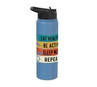 Healthy Sleep Well be Active Repeat Athletes Stainless Steel Insulated Water Bottle