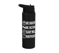 Healthy Sleep Well be Active Repeat Athletes Stainless Steel Insulated Water Bottle