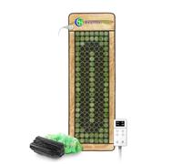 HealthyLine Soft Mesh Far Infrared Heating Pad for Back Pain Relief - Heat Therapy with Jade & Tourmaline Gemstones, Calming Negative Ions, Electric Mat with Auto Shut Off, InfraMat Pro Large