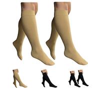 HealthyNees Closed Toe 15-20 mmHg Compression Plus Size Big Wide Leg Calf Socks (Beige 2 Pairs, 2X-Large)