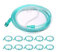 Healva 10 Pack High-Flow Soft Nasal Oxygen Cannula, Standard Connector 7 Feet, Green Tubing
