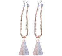 Healvian 1 Pair Braided Curtain Tiebacks with Decorative Beaded Tassel Hanging, Multi-purpose Polyester and Plastic Rope Tie Backs for Shower and Window Curtains in Living Room Or Nursery