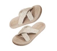 Healvian 1 Pair Breathable Summer Sandals Japanese Style Indoor Slippers with Skid Sole for Comfortable Home Footwear Chic Stylish Woven Design for Relaxing After Work
