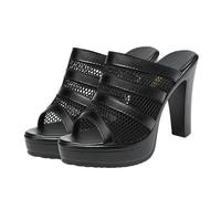 Healvian 1 Pair Fashionable High Heel Sandals for Women Peep Toe Summer Shoes Black Comfortable Block Heels for Outdoor Wear Stylish Elegant Design for Every Occasion