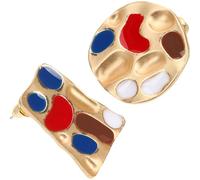 Healvian 1 Pair Funny Paint Plate Earrings for Women Asymmetrical Costume Jewelry Chic Design for Parties Casual Wear Durable Skin Friendly Unique for Creative Souls