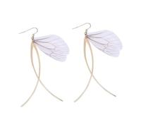Healvian 1 Pair Lightweight Pearl Decorative Wing Design Earrings Retro Long Dangle Ear Drops for Women Unique Fashion Personality Jewelry for Parties and Daily Wear