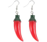 Healvian 1 Pair of Chili Pepper Earrings for Fashion Accessory and Perfect for Special Occasions, 7.00X1.30X1.30CM, Metal, Plastic, No Gemstone