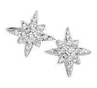 Healvian 1 Pair Rhinestone Star Earrings for Women Ear Studs Lightweight Comfortable for Parties Daily Wear Stylish Ear Jewelry Platinum Color