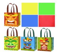 Healvian 1 Set Hawaii Themed Nonwoven Fabric Shopping Bags Sturdy Party Favor Bags with Handles for Summer Beach Events Tropical Designs for Candy and Crafts