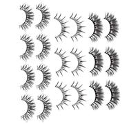 Healvian 10 Pairs Natural False Eyelashes with Rhinestone Decoration Lightweight Synthetic Glamorous Fake Lashes for Women Party Cosplay Halloween Christmas Stage Use