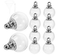 Healvian 10 Pcs Glass Ball Pendant Charms Screw Cap Diy Jewelry Making Supplies 12mm Hollow Wish Bottle for Necklace and Bracelet Crafts