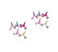 Healvian 10 PCS Unicorn Hairbands with Glitter Paillette Ears and Flowers Lightweight Non Fading Party Headbands Colorful Including Yellow Blue Pink Rosy for Birthday and Carnival Costume