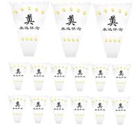 Healvian 100 pcs Large Plastic Chrysanthemum Memorial Flower Bags Bouquet Wrapping Sleeves for Funeral Cemetery Grave Sites Honor and Respect Tribute Packaging