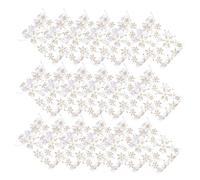 Healvian 100Pcs Christmas Snowflake Drawstring Pouches White with Gold Print Organza Bags for Wedding Candy Party Favors Travel Makeup and Storage