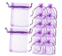Healvian 100Pcs Dark Purple Organza Candy Pouches with Satin Drawstring Sheer Gift Bags for Jewelry Party Favors Lavender Storage Wedding and Birthday Present Pouches