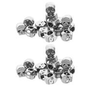 Healvian 100Pcs Gothic Skull Spacer Beads Large Hole Stainless Steel Skeleton Head Beads for DIY Bracelet Necklace Jewelry Making Halloween Accessories Silver